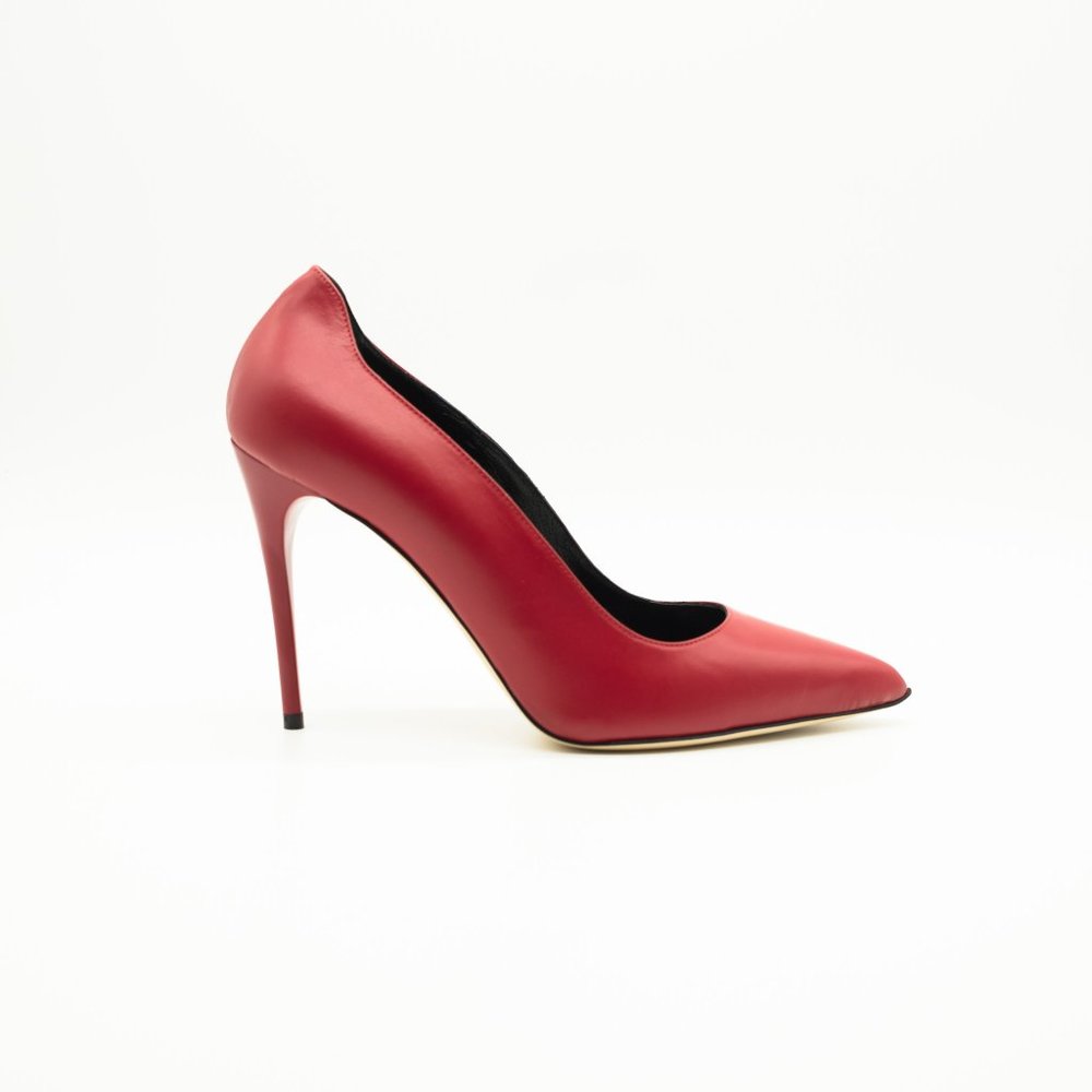 Nappa Leather Italian Handmade Red Decollete Heels